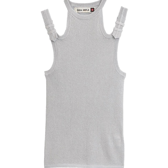 Zara SRPLS Gray Knit Tank Top Size L NWT - Picture 3 of 5